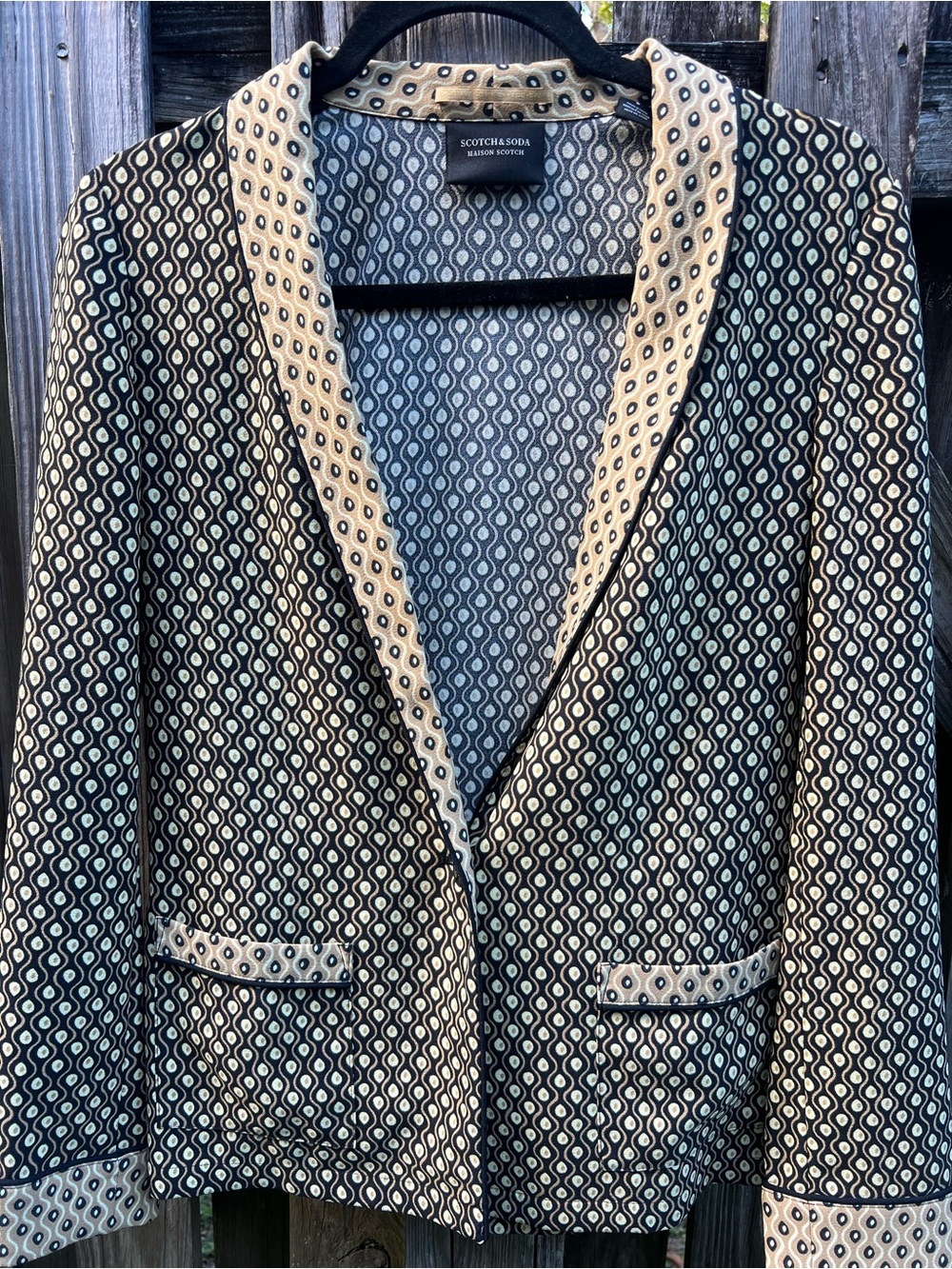 Scotch & Soda Women’s Patterned Blazer in Black and Cream